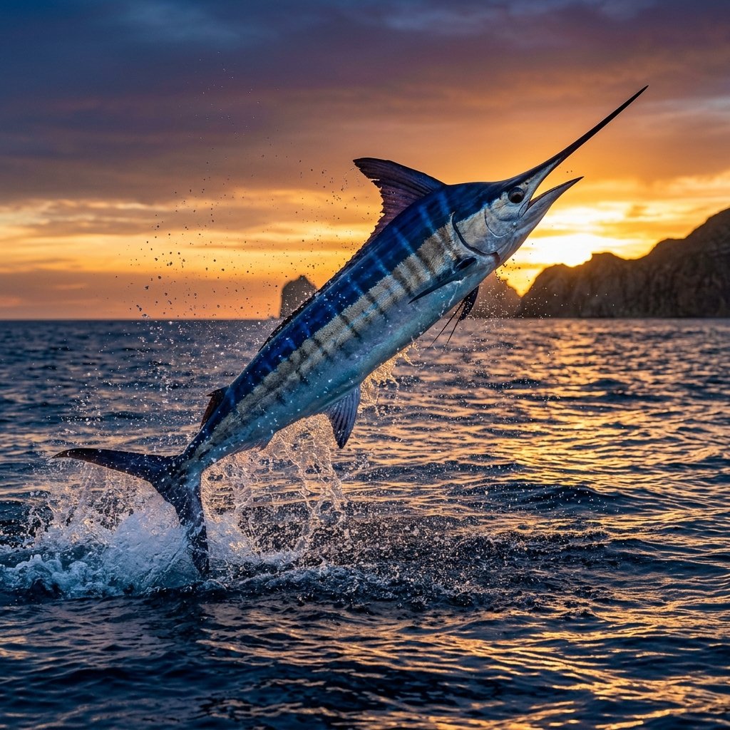 Striped Marlin leaping